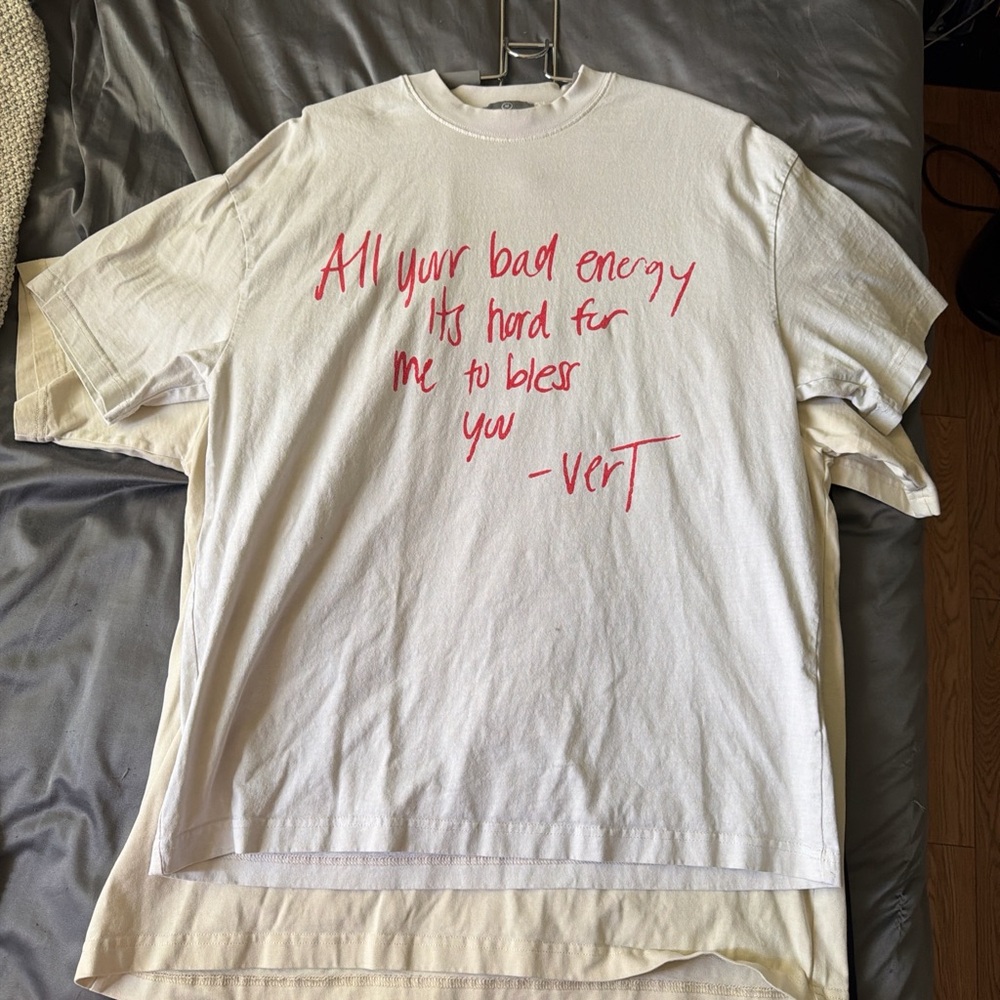 Casual White Tee with Red Script
